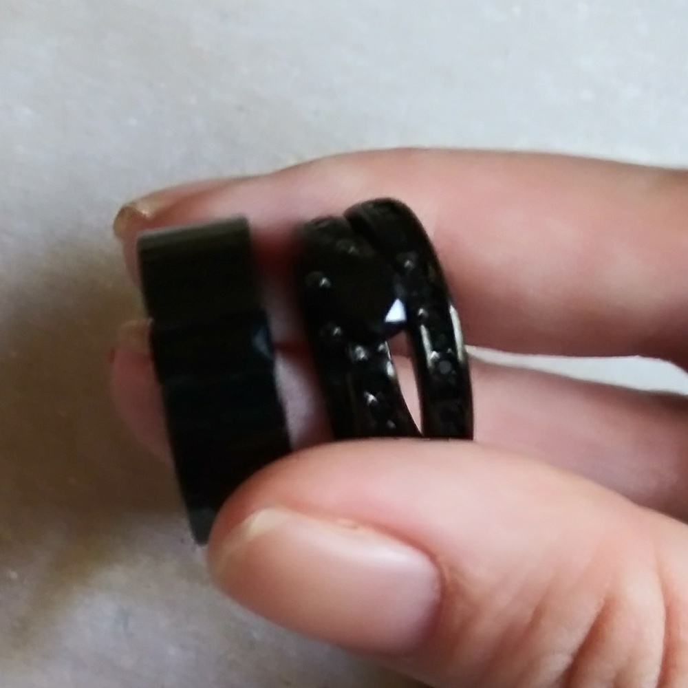 14k Black Gold plated wedding set